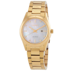 citizen sport luxury eco drive white mother of pearl dial ladies watch ew2702 59d