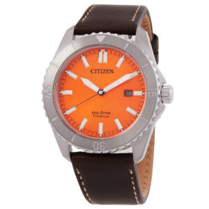 citizen weekender quartz orange dial men's watch aw1840 09x