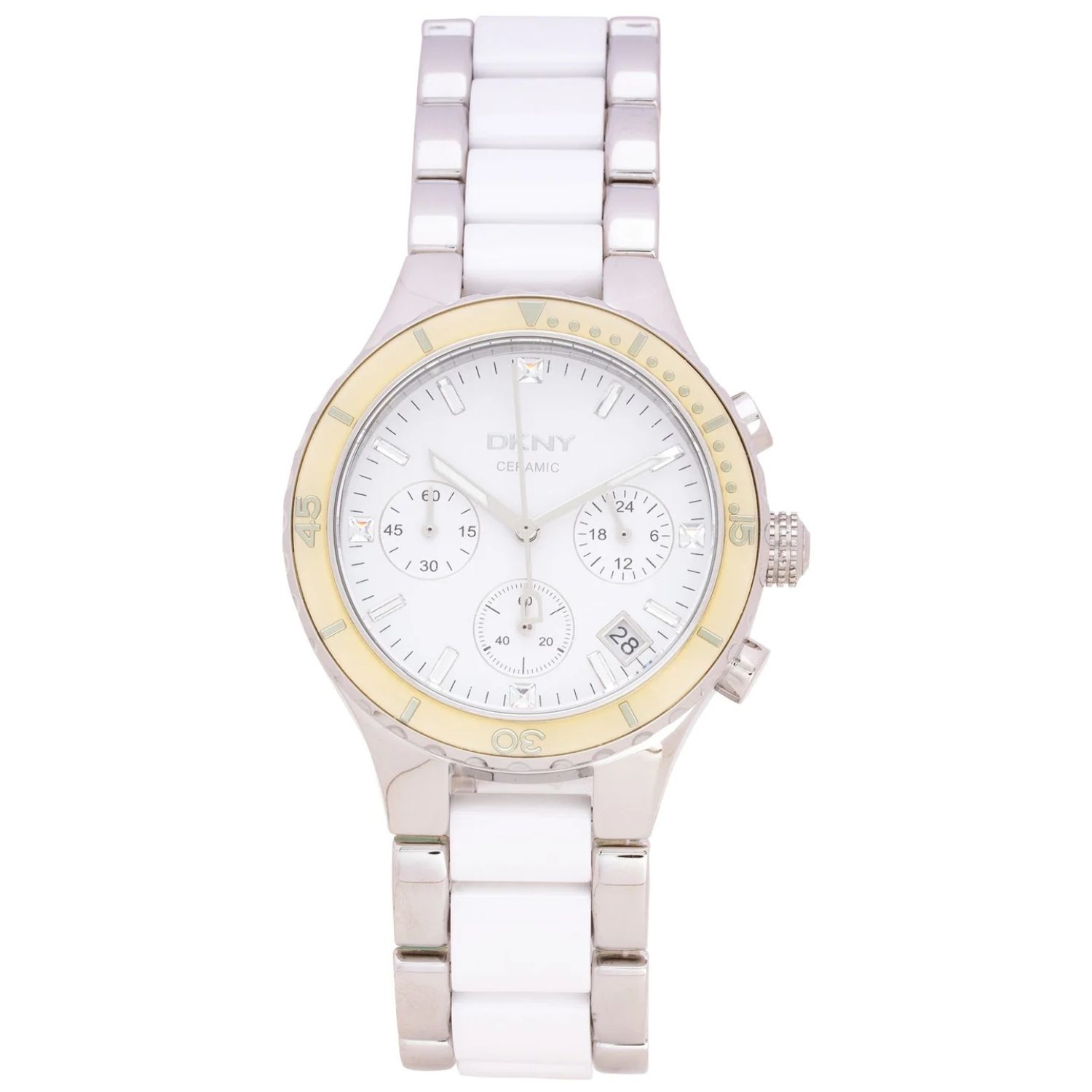 dkny chronograph wite dial steel and ceramic bracelet ladies watch ny8502 dkny chronograph wite dial steel and ceramic bracelet ladies watch ny8502