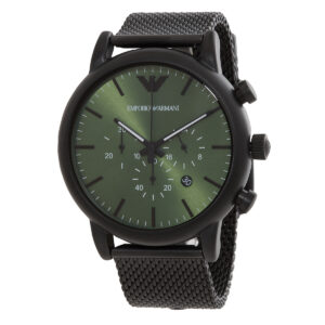 emporio armani chronograph quartz green dial men's watch ar11470
