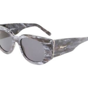ferragamo grey oval ladies sunglasses sf1053s 039 52
