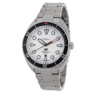 fossil breaker quartz white dial men's watch fs6063