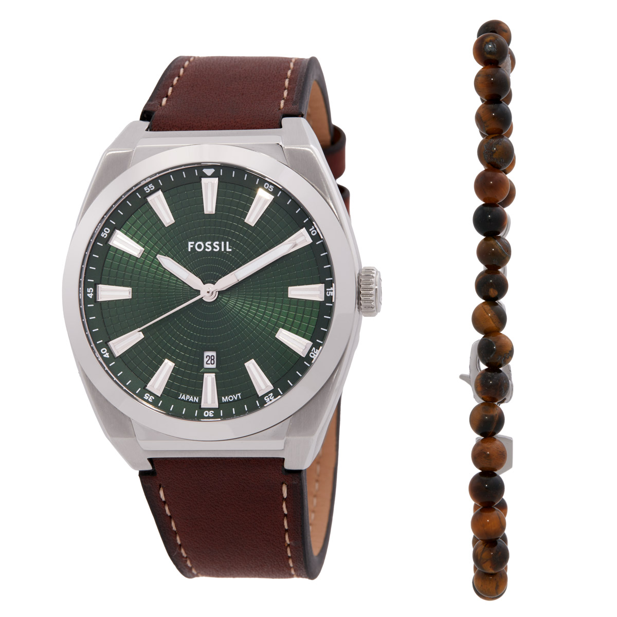 fossil everett quartz green dial men's watch set fs6080set fossil everett quartz green dial men's watch set fs6080set