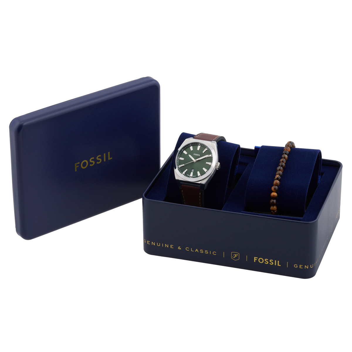 fossil everett quartz green dial men's watch set fs6080set fossil everett quartz green dial men's watch set fs6080set