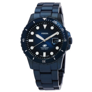 fossil quartz blue dial men's watch fs6166