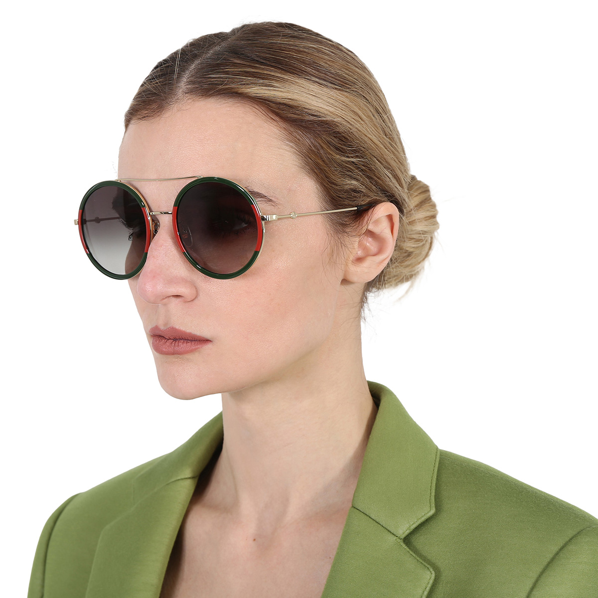 gucci green gradient round ladies sunglasses gg0061s 003 56 gucci green gradient round ladies sunglasses gg0061s 003 56
