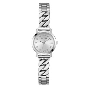 guess chime quartz silver dial ladies watch gw0867l1