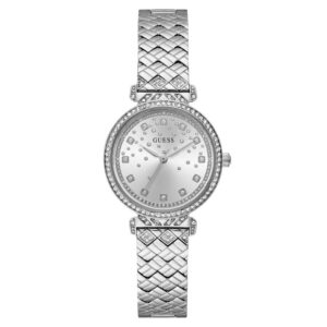 guess enchantment silver tone dial ladies watch gw0763l1