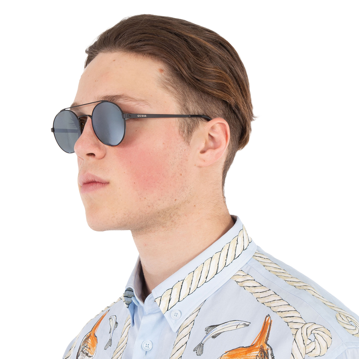 guess green mirror round men's sunglasses gu6940 02q 53 guess green mirror round men's sunglasses gu6940 02q 53