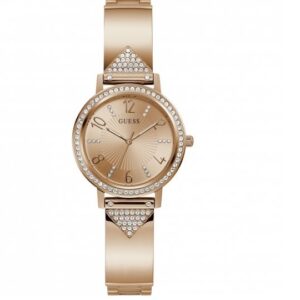 guess tri luxe rose gold tone dial ladies watch gw0474l3