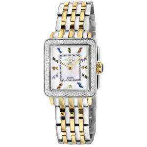 gv2 by gevril padova gemstone diamond mother of pearl dial ladies watch 12334b
