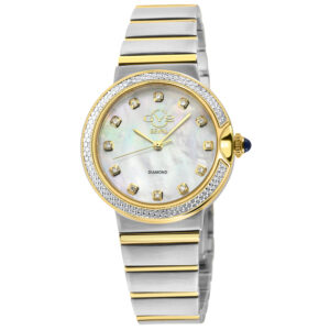 gv2 by gevril sorrento diamond mother of pearl dial ladies watch 12444b
