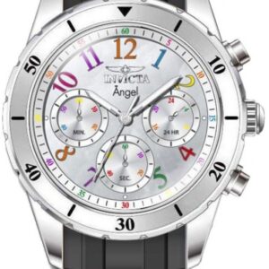 invicta angel chronograph gmt quartz white dial ladies watch 49802