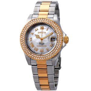 invicta angel mother of pearl dial ladies two tone watch 24616
