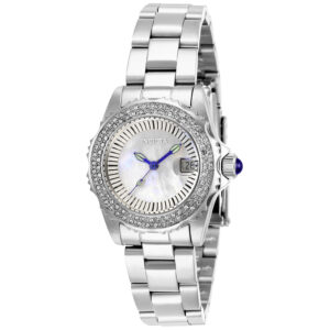 invicta angel quartz crystal white mother of pearl dial ladies watch 28442