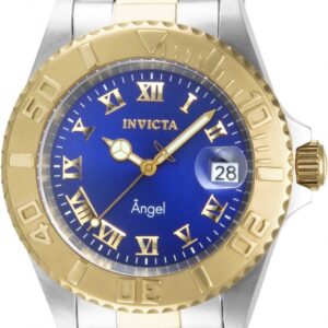 invicta angel quartz blue dial two tone ladies watch 14363