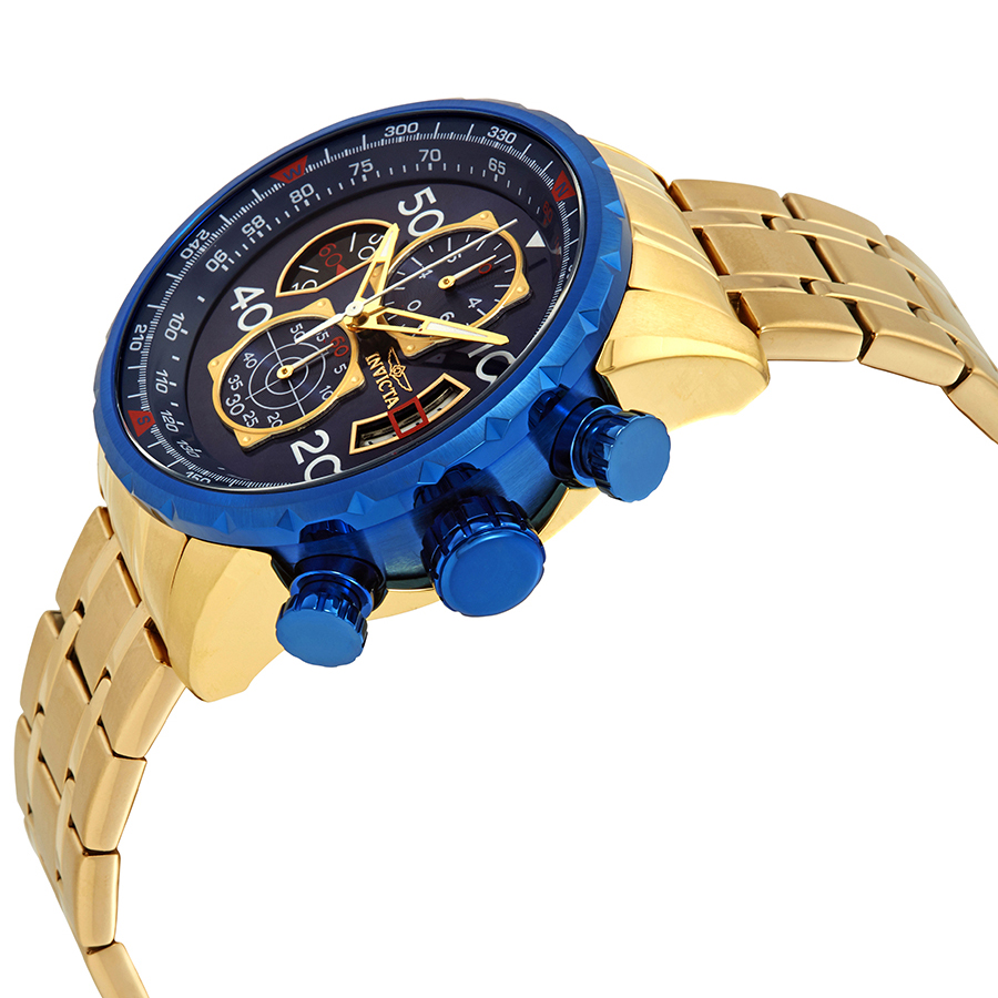 invicta aviator chronograph blue dial 18kt gold plated men's watch 19173 invicta aviator chronograph blue dial 18kt gold plated men's watch 19173