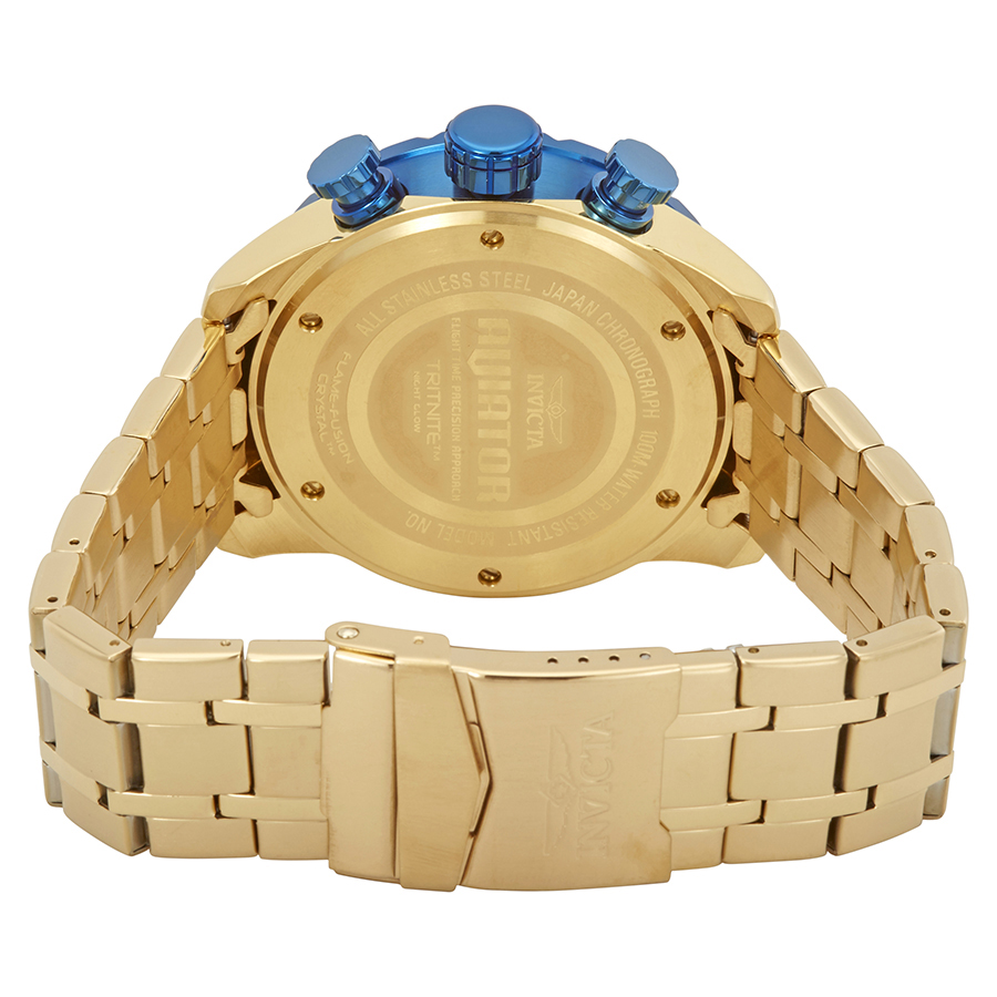 invicta aviator chronograph blue dial 18kt gold plated men's watch 19173 invicta aviator chronograph blue dial 18kt gold plated men's watch 19173