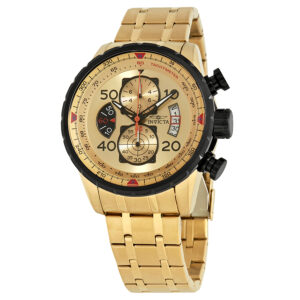 invicta aviator chronograph gold dial gold plated men's watch 17205