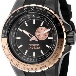 invicta aviator quartz black dial men's watch 49725