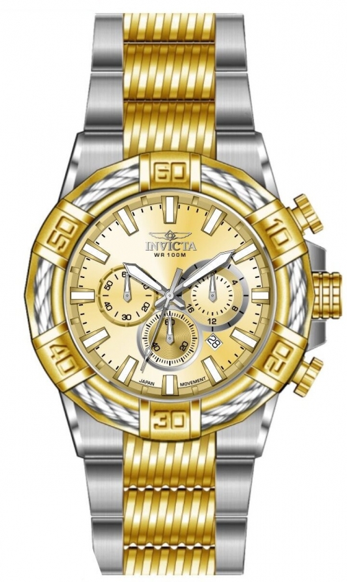 invicta bolt chronograph gmt quartz gold dial men's watch 49902 invicta bolt chronograph gmt quartz gold dial men's watch 49902