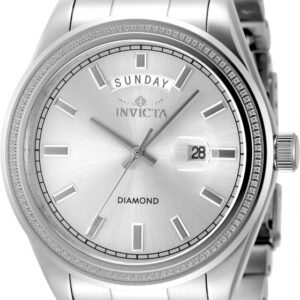invicta elite diamond quartz silver dial men's watch 48759