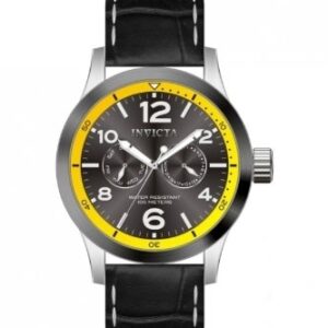 invicta force grey dial black leather band men's watch 14141