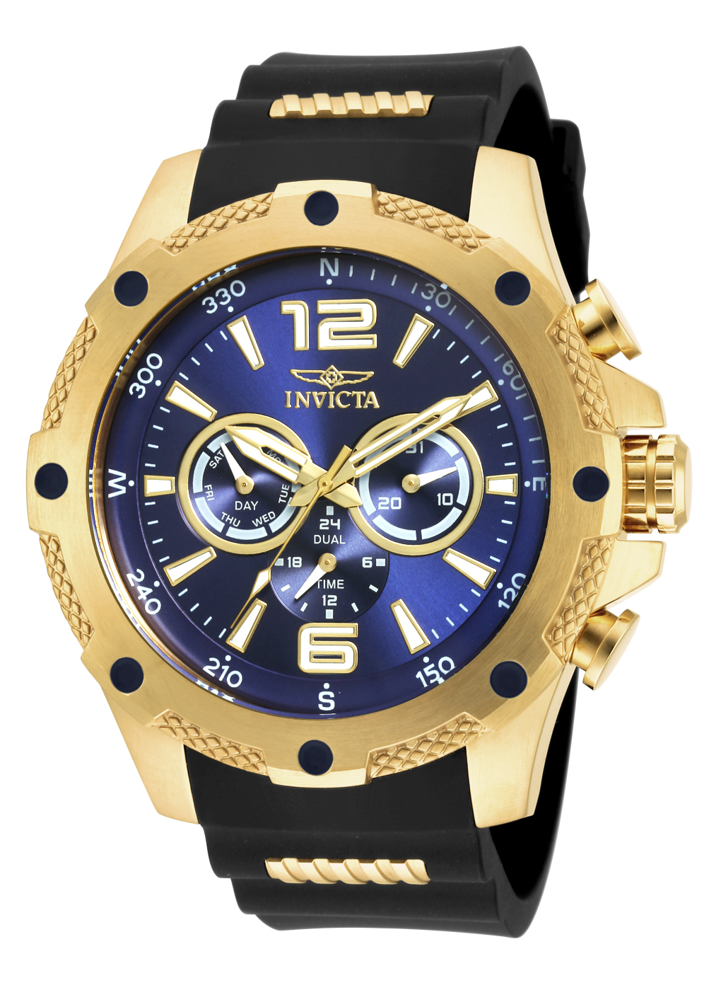 invicta i force multi function blue dial black polyurethane men's watch 19659 invicta i force multi function blue dial black polyurethane men's watch 19659
