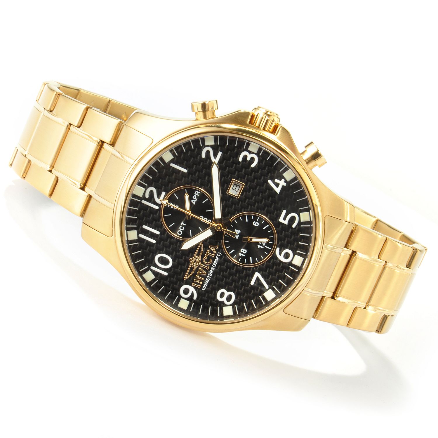 invicta ii collection black dial 18kt gold plated men's watch 0382 invicta ii collection black dial 18kt gold plated men's watch 0382