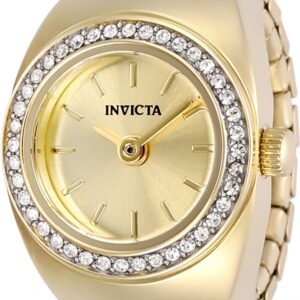 invicta mini angel quartz crystal gold dial ladies watch 48944