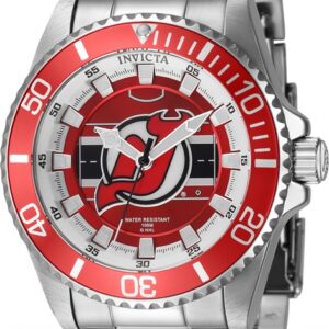 invicta nhl new jersey devils quartz red dial ladies watch 42221