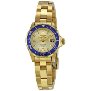 invicta pro diver champagne dial 18kt gold plated ladies watch 4610