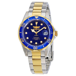 invicta pro diver blue dial two tone men's watch 17050