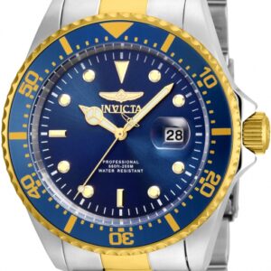 invicta pro diver blue dial two tone men's watch 22058