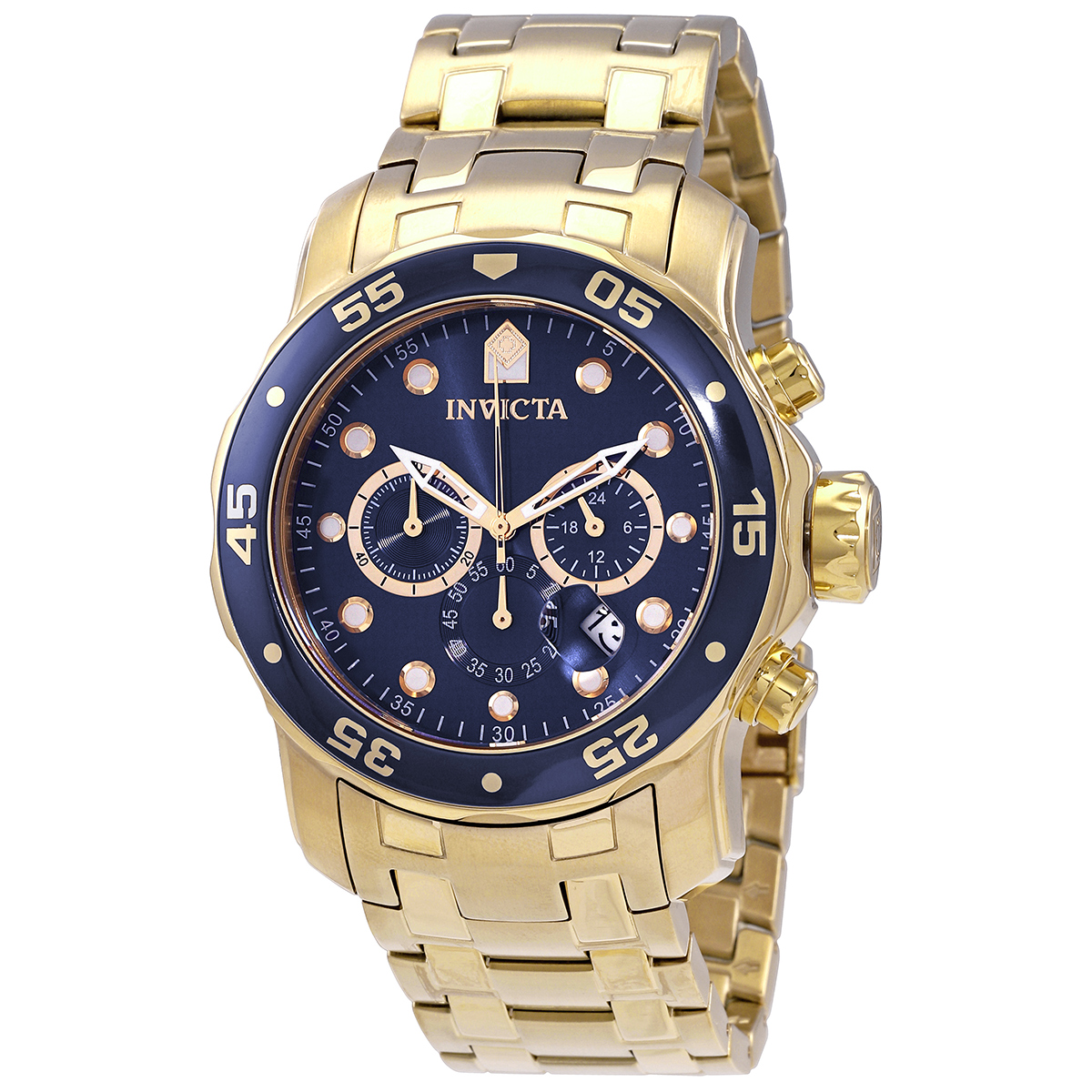 invicta pro diver chronograph blue dial 18kt gold plated men's watch 0073 invicta pro diver chronograph blue dial 18kt gold plated men's watch 0073