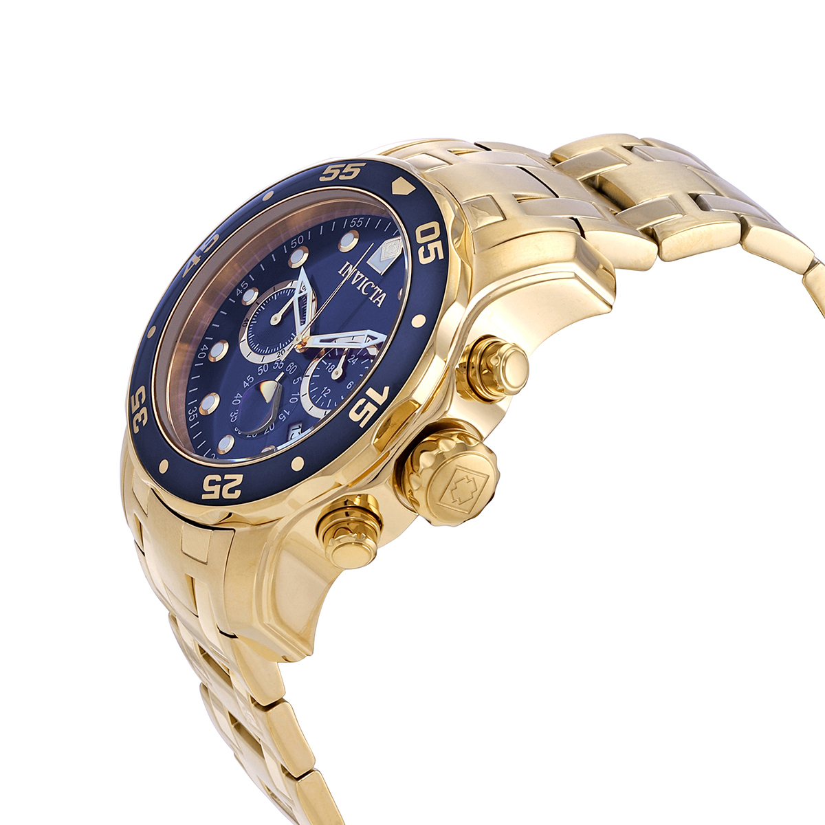 invicta pro diver chronograph blue dial 18kt gold plated men's watch 0073 invicta pro diver chronograph blue dial 18kt gold plated men's watch 0073