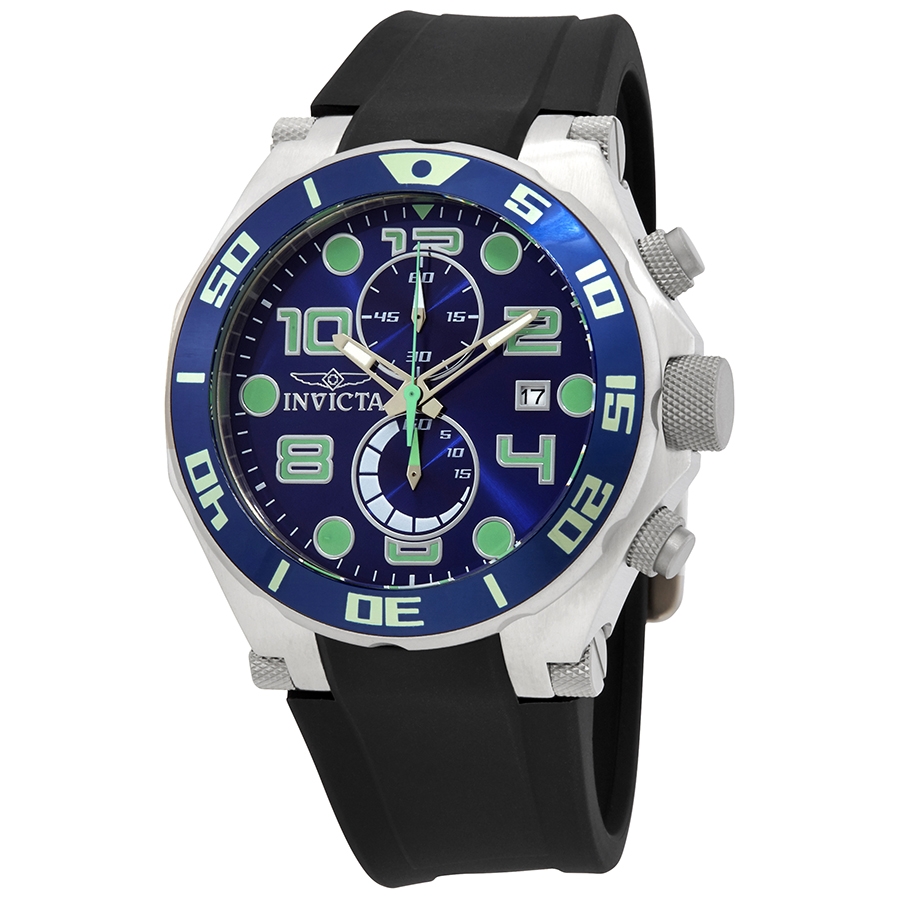 invicta pro diver chronograph blue dial black polyurethane men's watch 17813 invicta pro diver chronograph blue dial black polyurethane men's watch 17813