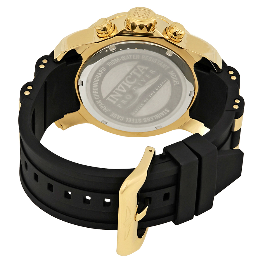 invicta pro diver chronograph gold dial black polyurethane men's watch 17566 invicta pro diver chronograph gold dial black polyurethane men's watch 17566