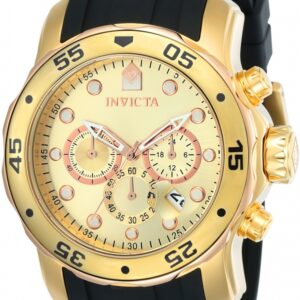 invicta pro diver chronograph gold dial black rubber men's watch 17884