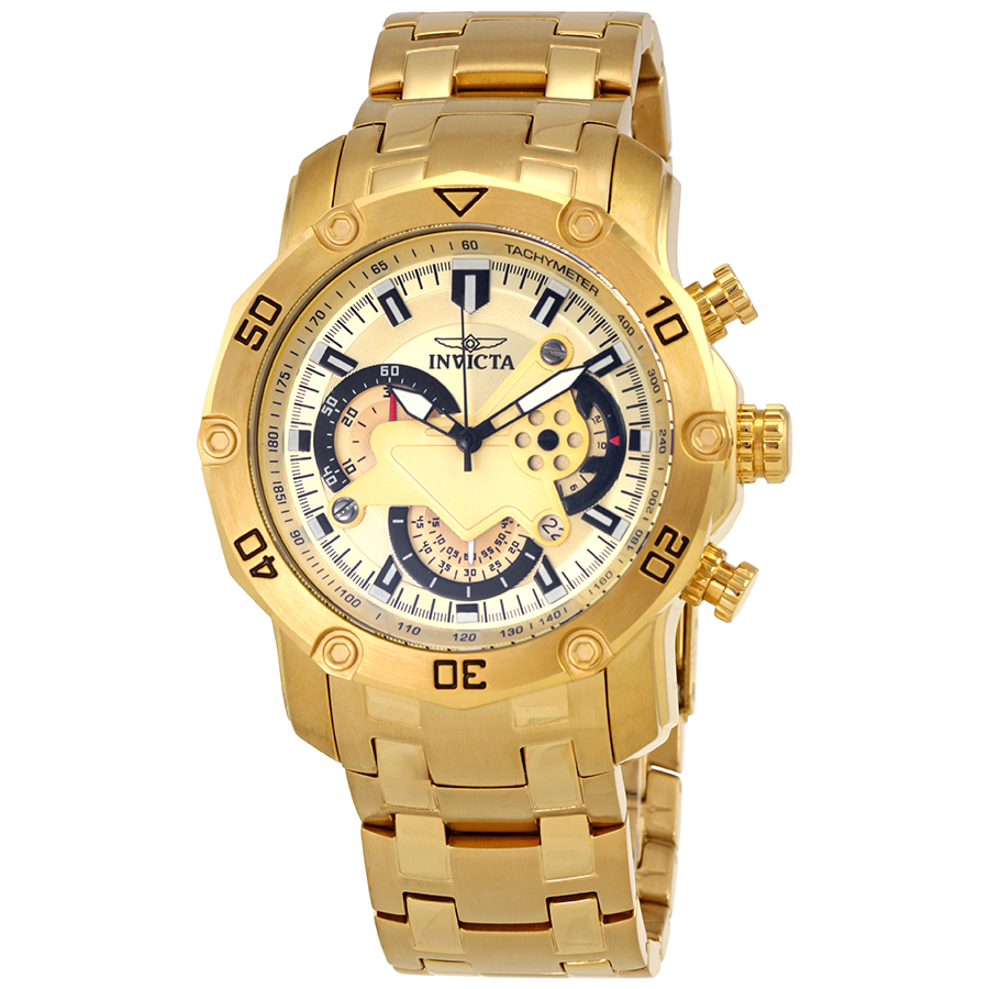 invicta pro diver chronograph gold dial men's watch 22761 invicta pro diver chronograph gold dial men's watch 22761