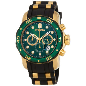 invicta pro diver chronograph green dial black polyurethane men's watch 17886