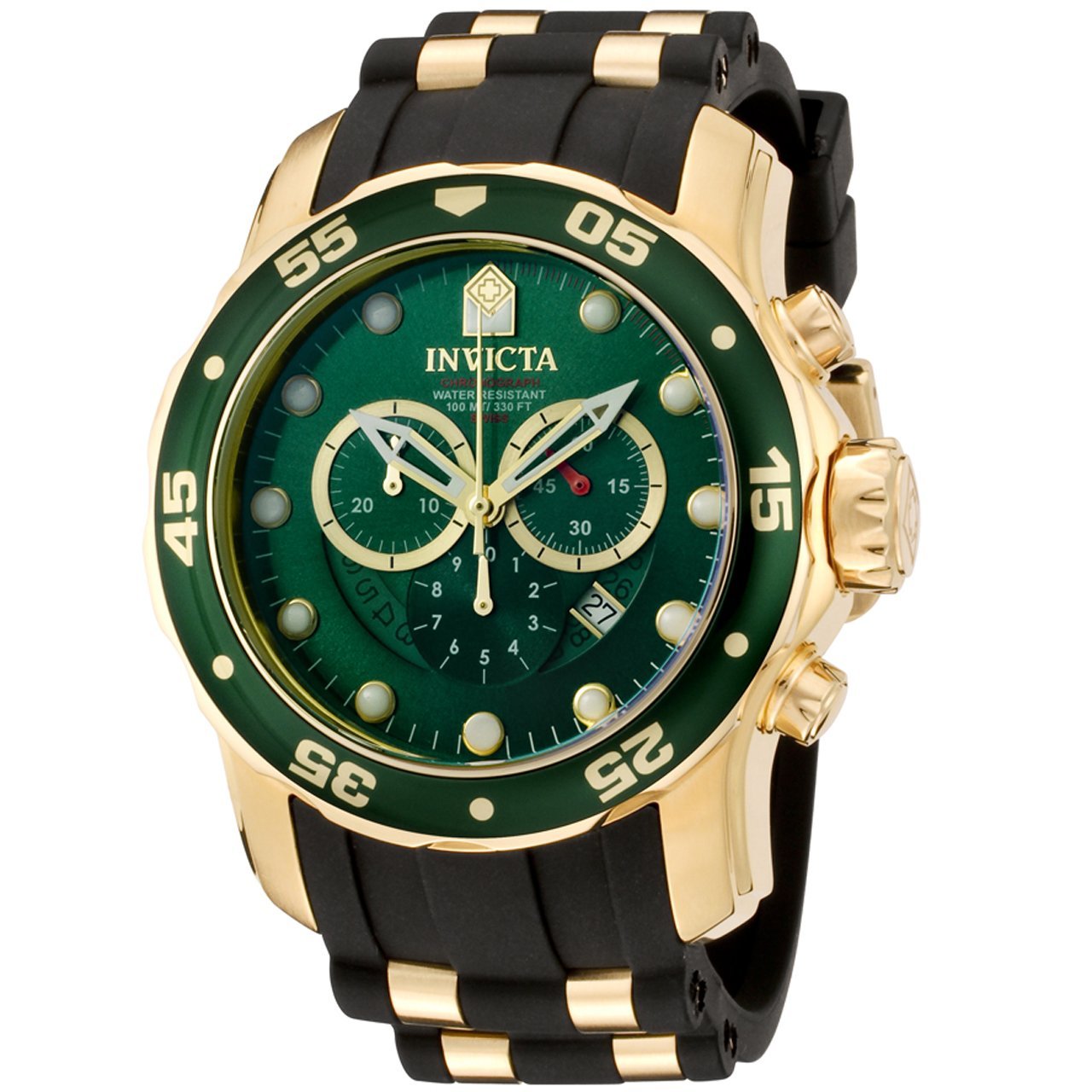 invicta pro diver chronograph green dial black polyurethane men's watch 6984 invicta pro diver chronograph green dial black polyurethane men's watch 6984