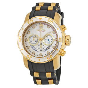 invicta pro diver chronograph silver dial black polyurethane men's watch 6985