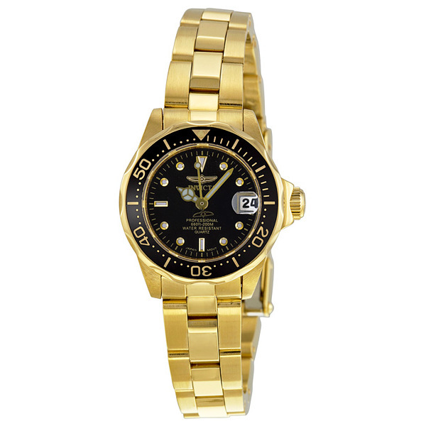 invicta pro diver gold plated black dial ladies watch 8943 invicta pro diver gold plated black dial ladies watch 8943