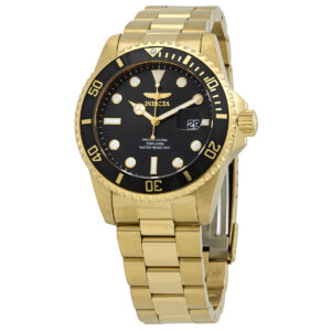 invicta pro diver quartz black dial yellow gold tone men's watch 33271
