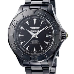 invicta signature black dial black ion plated men's watch 7114