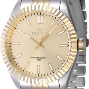 invicta specialty quartz gold dial men's watch 47487
