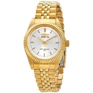 invicta specialty quartz silver dial yellow gold tone ladies watch 29407