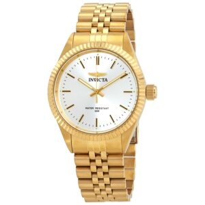 invicta specialty silver dial yellow gold tone men's watch 29384