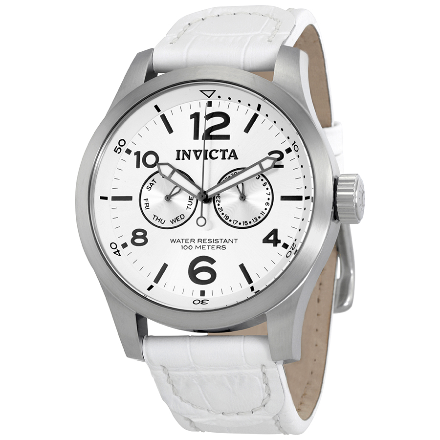 invicta specialty silver dial white leather men's watch 12170 invicta specialty silver dial white leather men's watch 12170